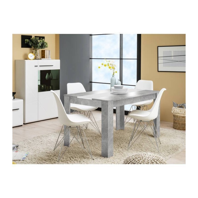 Mesa de Comedor Moderna 135x80x75 cm, Tapa MDF Gris Cemento y Blanco con Patas Resistentes - Estilo Moderno