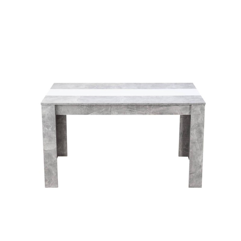 Mesa de Comedor Moderna 135x80x75 cm, Tapa MDF Gris Cemento y Blanco con Patas Resistentes - Estilo Moderno