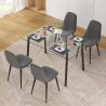 Mesa de Cristal Fija para Comedor - Patas Negras de Metal | Alta Calidad y Estilo Versátil | 140x80 x 75 cm