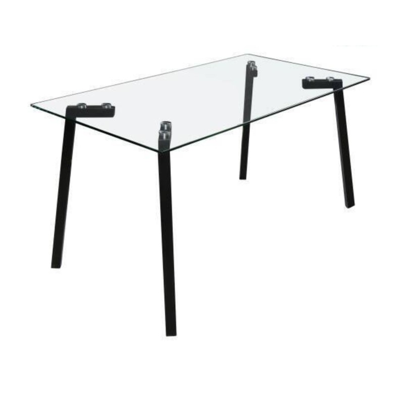 Mesa de Cristal Fija para Comedor - Patas Negras de Metal | Alta Calidad y Estilo Versátil | 140x80 x 75 cm