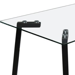 Mesa de Cristal Fija para Comedor - Patas Negras de Metal | Alta Calidad y Estilo Versátil | 140x80 x 75 cm