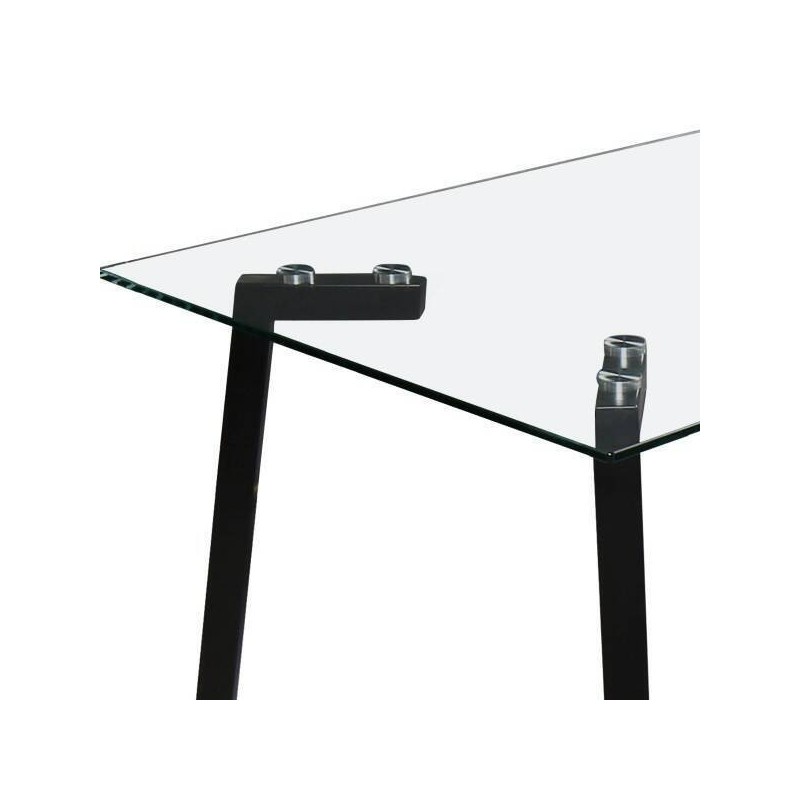 Mesa de Cristal Fija para Comedor - Patas Negras de Metal | Alta Calidad y Estilo Versátil | 140x80 x 75 cm