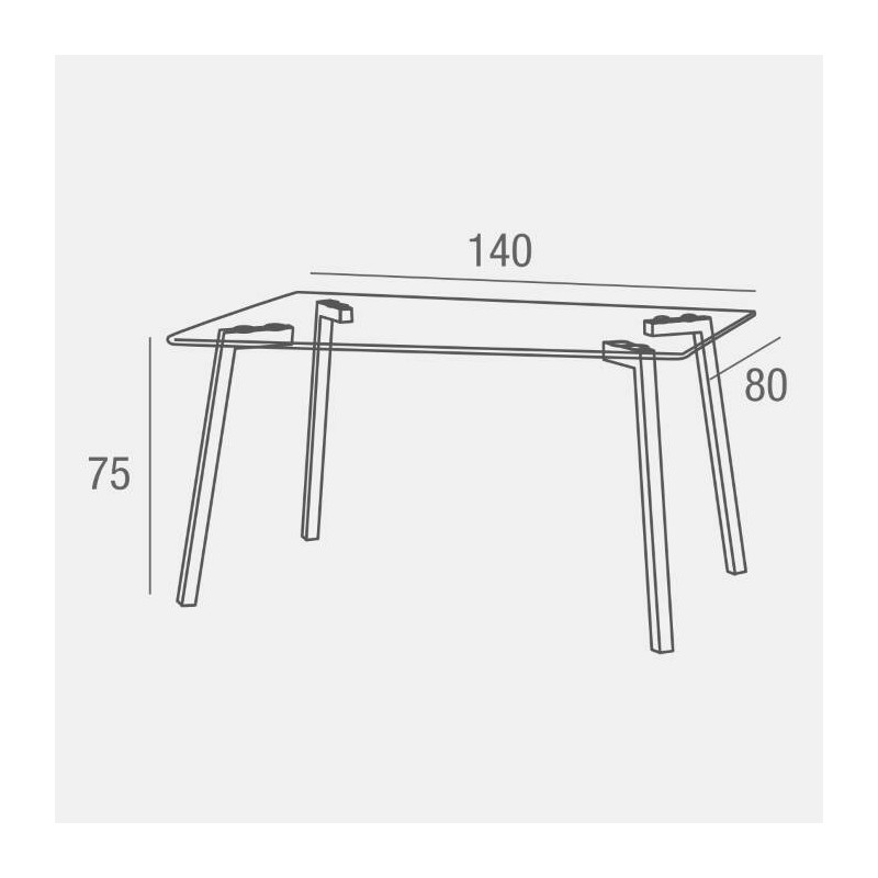 Mesa de Cristal Fija para Comedor - Patas Negras de Metal | Alta Calidad y Estilo Versátil | 140x80 x 75 cm