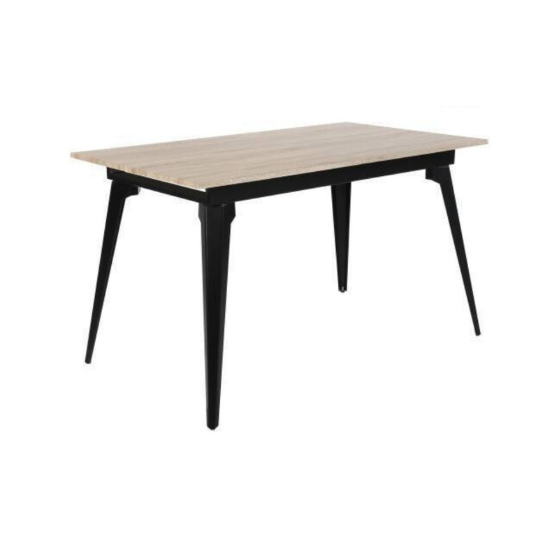 Mesa de Comedor Extensible Moderna – Acabado en Color Roble y Patas Negro Mate | Ajustable de 140/180x 80x 75 cm