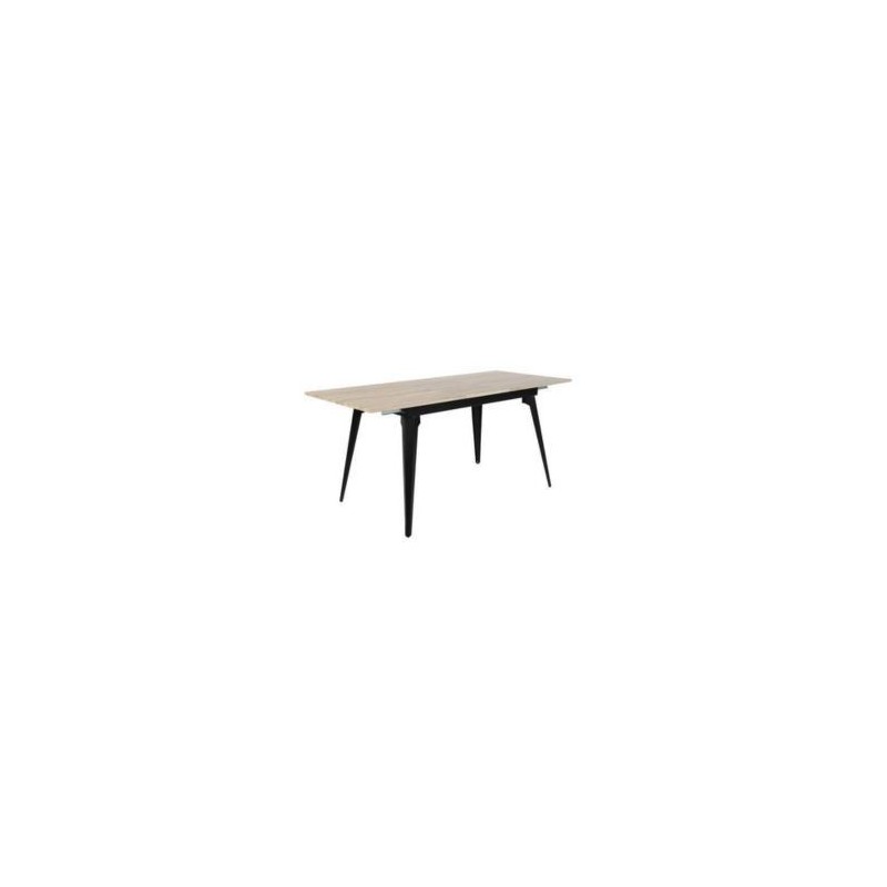 Mesa de Comedor Extensible Moderna – Acabado en Color Roble y Patas Negro Mate | Ajustable de 140/180x 80x 75 cm