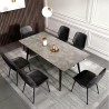 Mesa de Comedor Extensible Moderna – Acabado en Color Cemento y Patas Negro Mate | Ajustable de 140/180x 80x 75 cm