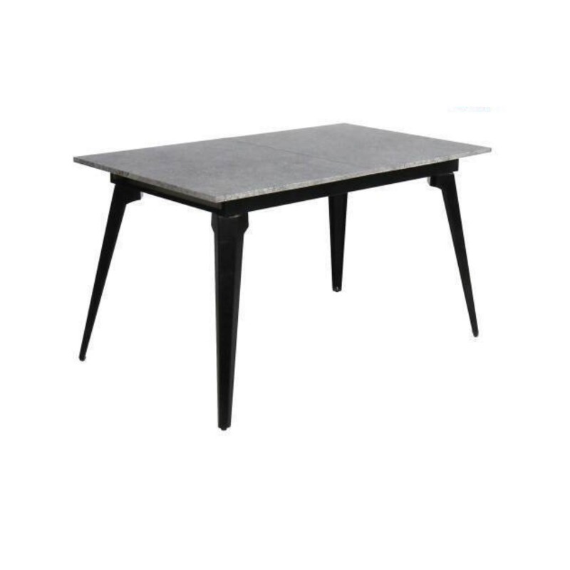 Mesa de Comedor Extensible Moderna – Acabado en Color Cemento y Patas Negro Mate | Ajustable de 140/180x 80x 75 cm