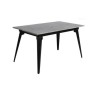 Mesa de Comedor Extensible Moderna – Acabado en Color Cemento y Patas Negro Mate | Ajustable de 140/180x 80x 75 cm