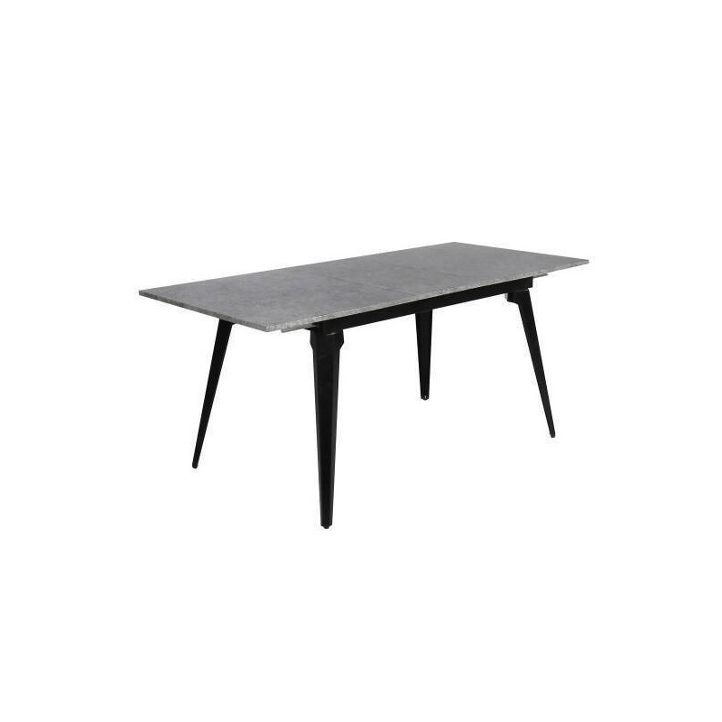 Mesa de Comedor Extensible Moderna – Acabado en Color Cemento y Patas Negro Mate | Ajustable de 140/180x 80x 75 cm