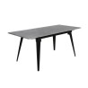 Mesa de Comedor Extensible Moderna – Acabado en Color Cemento y Patas Negro Mate | Ajustable de 140/180x 80x 75 cm