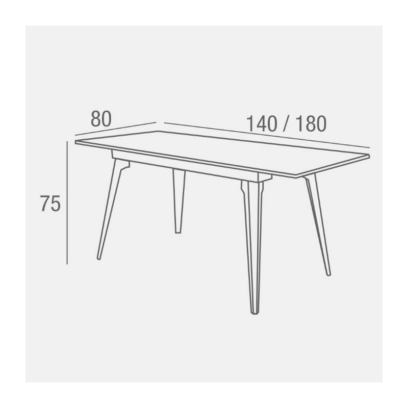 Mesa de Comedor Extensible Moderna – Acabado en Color Cemento y Patas Negro Mate | Ajustable de 140/180x 80x 75 cm