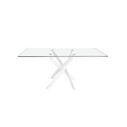 Mesa de Comedor Fija | Tapa de Cristal y Patas Metálicas | Medidas: 140 x 90 x 76 cm (Largo x Ancho x Alto)