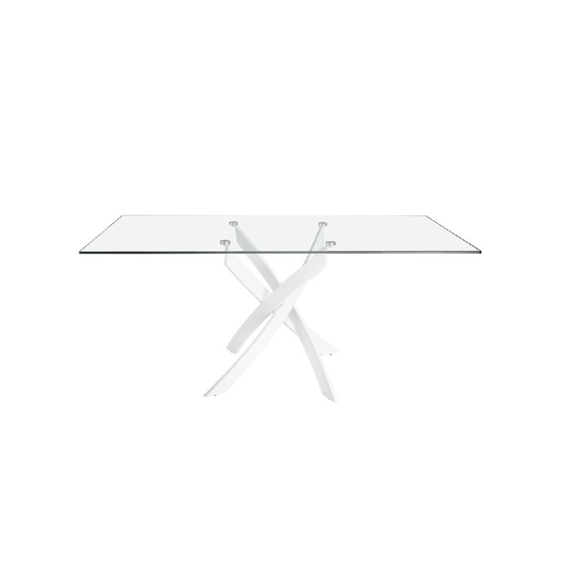 Mesa de Comedor Fija | Tapa de Cristal y Patas Metálicas | Medidas: 140 x 90 x 76 cm (Largo x Ancho x Alto)