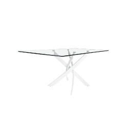 Mesa de Comedor Fija | Tapa de Cristal y Patas Metálicas | Medidas: 140 x 90 x 76 cm (Largo x Ancho x Alto)