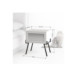 Mesita de noche con 1 cajón Color Blanco y Negro Abatible-48x34x51cm - Diseño moderno