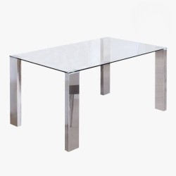 Mesa de Comedor con Tapa de Cristal Templado | Patas Metálicas | Dimensiones: 140 x 90 x 76 cm (Largo x Ancho x Alto)