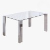 Mesa de Comedor con Tapa de Cristal Templado | Patas Metálicas | Dimensiones: 140 x 90 x 76 cm (Largo x Ancho x Alto)