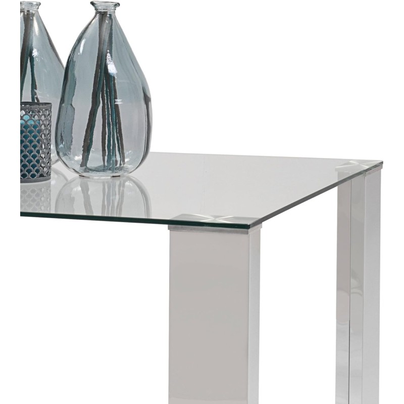 Mesa de Comedor con Tapa de Cristal Templado | Patas Metálicas | Dimensiones: 140 x 90 x 76 cm (Largo x Ancho x Alto)