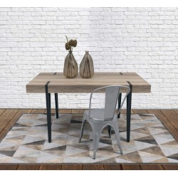 Mesa de Comedor o Cocina, MDF con Acabado Laminado Color Canyon | Patas Metálicas Negras | Medidas: 150 x 90 x 75 cm