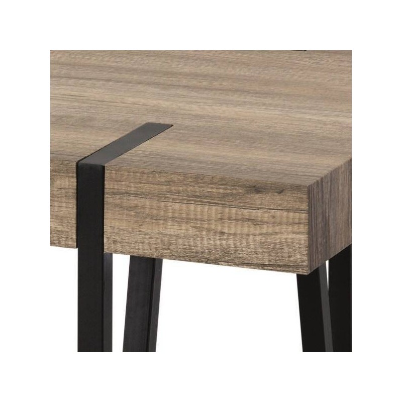 Mesa de Comedor o Cocina, MDF con Acabado Laminado Color Canyon | Patas Metálicas Negras | Medidas: 150 x 90 x 75 cm