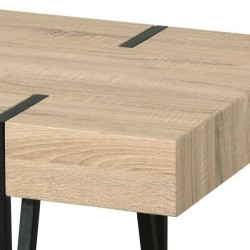 Mesa de Comedor o Cocina| MDF con Acabado Laminado Color Roble Sonoma | Patas Metálicas Negras | Medidas: 150 x 90 x 75 cm