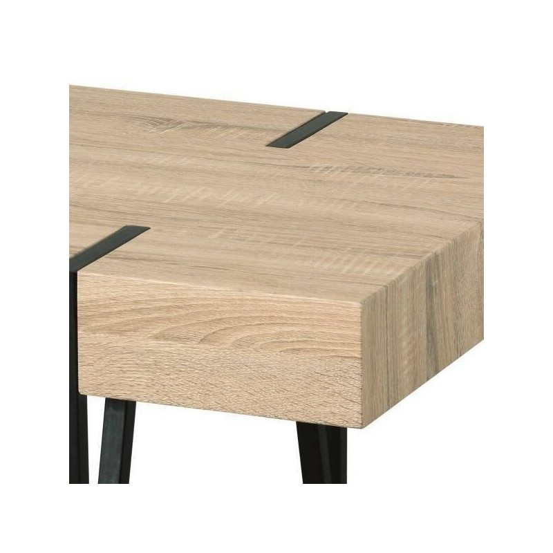 Mesa de Comedor o Cocina| MDF con Acabado Laminado Color Roble Sonoma | Patas Metálicas Negras | Medidas: 150 x 90 x 75 cm