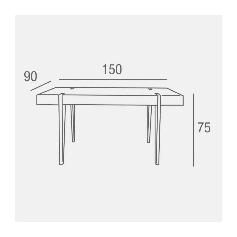 Mesa de Comedor o Cocina| MDF con Acabado Laminado Color Roble Sonoma | Patas Metálicas Negras | Medidas: 150 x 90 x 75 cm