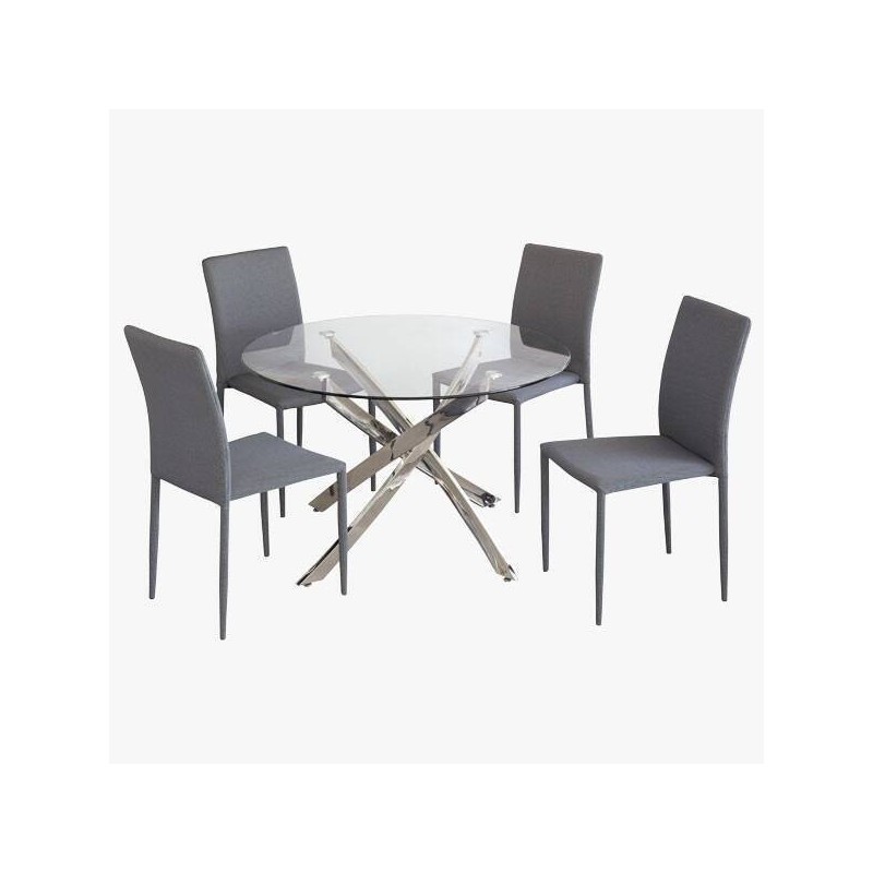 Mesa Redonda con Tapa de Cristal y Estructura Metálica Pata Cromada | Medidas: 110 x 73 cm