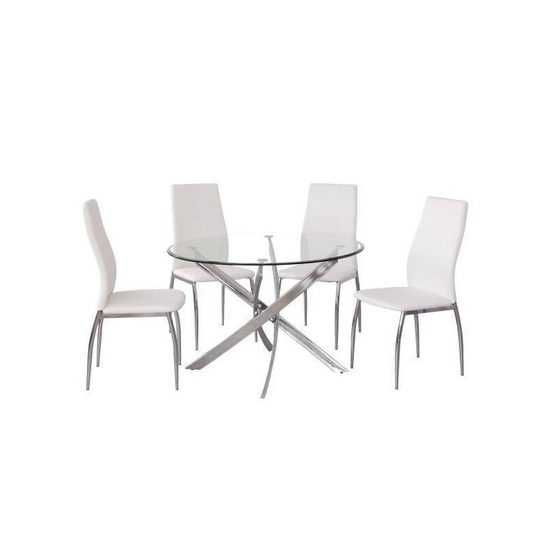 Mesa Redonda con Tapa de Cristal y Estructura Metálica Pata Cromada | Medidas: 110 x 73 cm