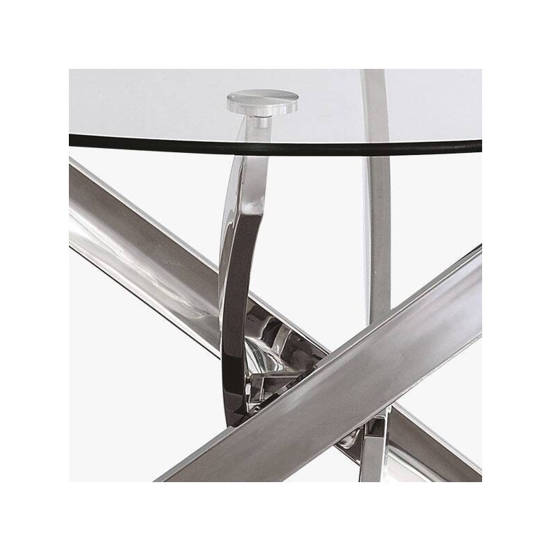 Mesa Redonda con Tapa de Cristal y Estructura Metálica Pata Cromada | Medidas: 110 x 73 cm