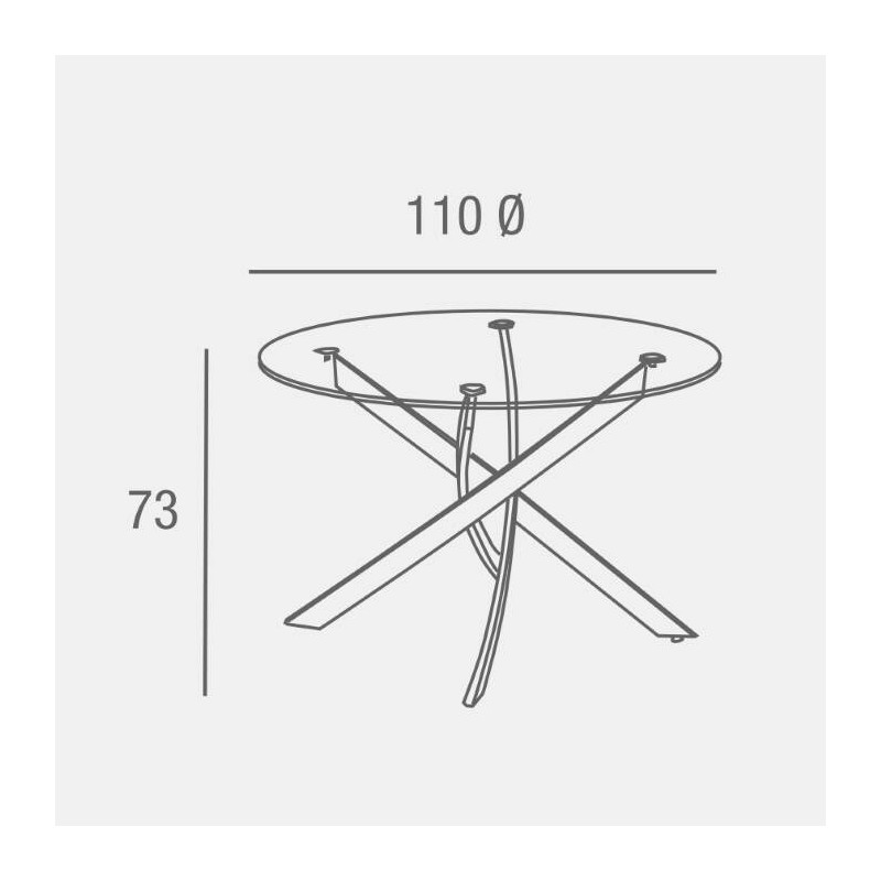 Mesa Redonda con Tapa de Cristal y Estructura Metálica Pata Cromada | Medidas: 110 x 73 cm