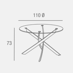 Mesa Redonda con Tapa de Cristal y Estructura Metálica Acabado Madera | Medidas: 110 x 73 cm