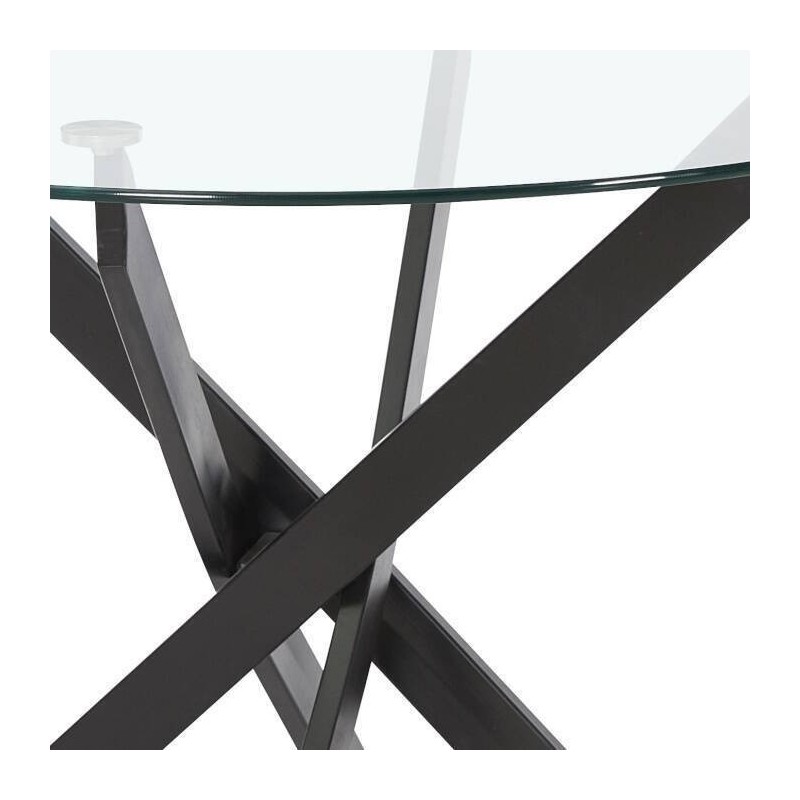 Mesa Redonda con Tapa de Cristal y Estructura Metálica Pata En Color Negro | Medidas: 110 x 73 cm