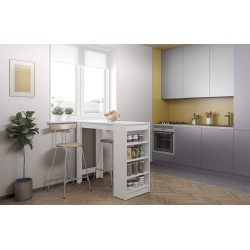 Mesa de Cocina Alta | Acabado en Melamina Blanco | Medidas: 120 cm Ancho x 50 cm Fondo x 105 cm Alto