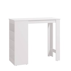 Mesa de Cocina Alta | Acabado en Melamina Blanco | Medidas: 120 cm Ancho x 50 cm Fondo x 105 cm Alto