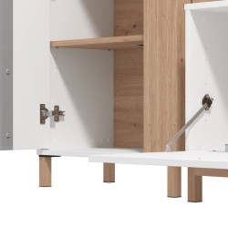 Composición de Salón en Roble Artisan y Blanco con Tiradores y Patas en Color Roble- Medidas 263x40x170 cm