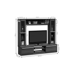 Composición de Salón para TV en Negro, 180.5x40x158cm - Elegante y Funcional para tu Sala de Estar