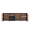 Mueble TV en Roble Artisan y Negro con 3 Puertas, 1 Hueco y 2 Cajones - Medidas 208x40x73,5 cm