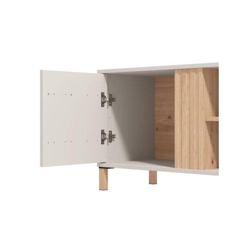 Mueble TV en Melamina Color Cashmere y Roble Artisan con 2 Puertas - Medidas 163,5x40x52 cm