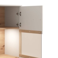 Vitrina Baja en Melamina Color Cashmere y Roble Artisan 2 Puertas Medidas 85,5x40x122,5 cm