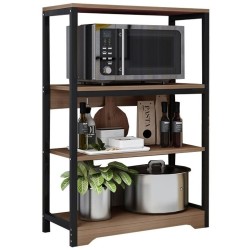 Meyvaser Estantería de Cocina con Marco de Metal Negro, Estante Industrial para microondas 60x30x100 Cm