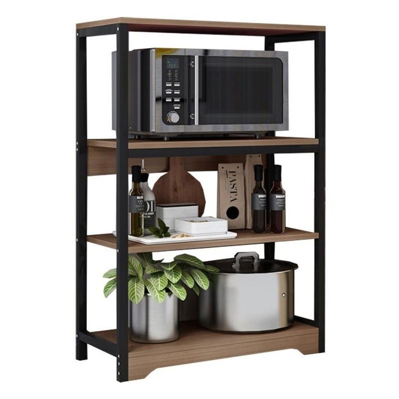 Meyvaser Estantería de Cocina con Marco de Metal Negro, Estante Industrial para microondas 60x30x100 Cm