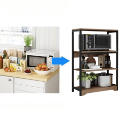 Meyvaser Estantería de Cocina con Marco de Metal Negro, Estante Industrial para microondas 60x30x100 Cm