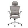 Silla de Oficina Ergonómica en Tejido 3D Gris con Reposacabezas Regulable y Refuerzo Lumbar - Medidas 65x55x114-124 cm
