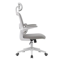Silla de Oficina Ergonómica en Tejido 3D Gris con Reposacabezas Regulable y Refuerzo Lumbar - Medidas 65x55x114-124 cm