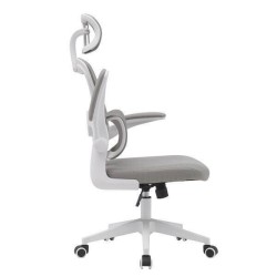 Silla de Oficina Ergonómica en Tejido 3D Gris con Reposacabezas Regulable y Refuerzo Lumbar - Medidas 65x55x114-124 cm