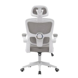 Silla de Oficina Ergonómica en Tejido 3D Gris con Reposacabezas Regulable y Refuerzo Lumbar - Medidas 65x55x114-124 cm