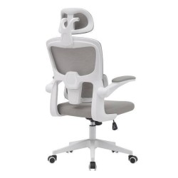 Silla de Oficina Ergonómica en Tejido 3D Gris con Reposacabezas Regulable y Refuerzo Lumbar - Medidas 65x55x114-124 cm
