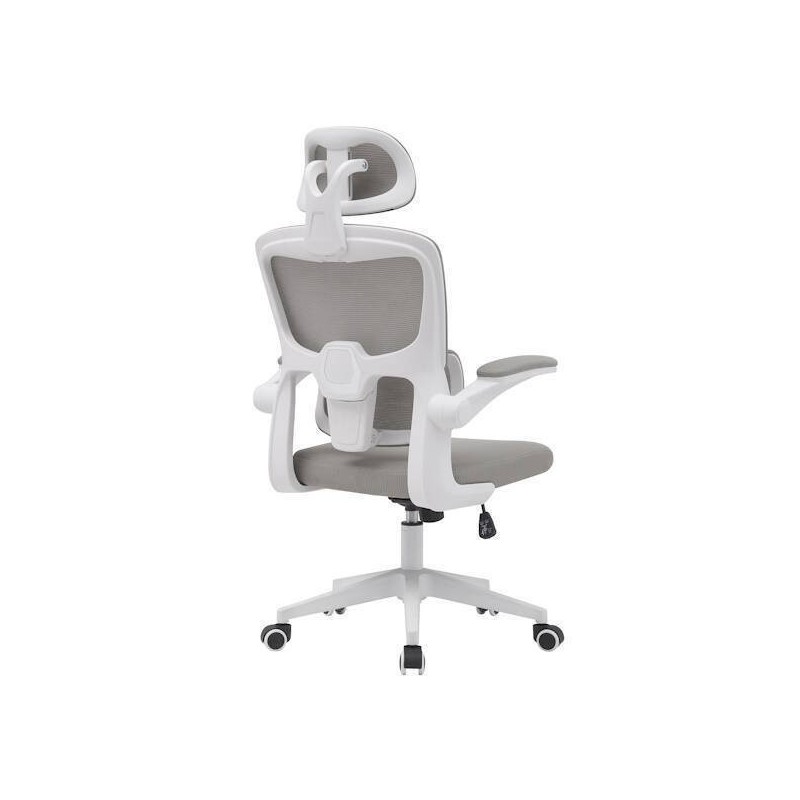 Silla de Oficina Ergonómica en Tejido 3D Gris con Reposacabezas Regulable y Refuerzo Lumbar - Medidas 65x55x114-124 cm