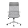 Silla de Oficina Ergonómica con Respaldo en PU Gris y Tejido 3D Gris, Reposacabezas Ajustable- Medidas 57,5x54x104-114 cm